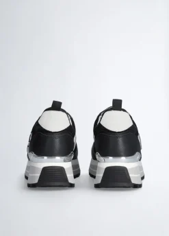 Sneakers platform in pelle e mesh