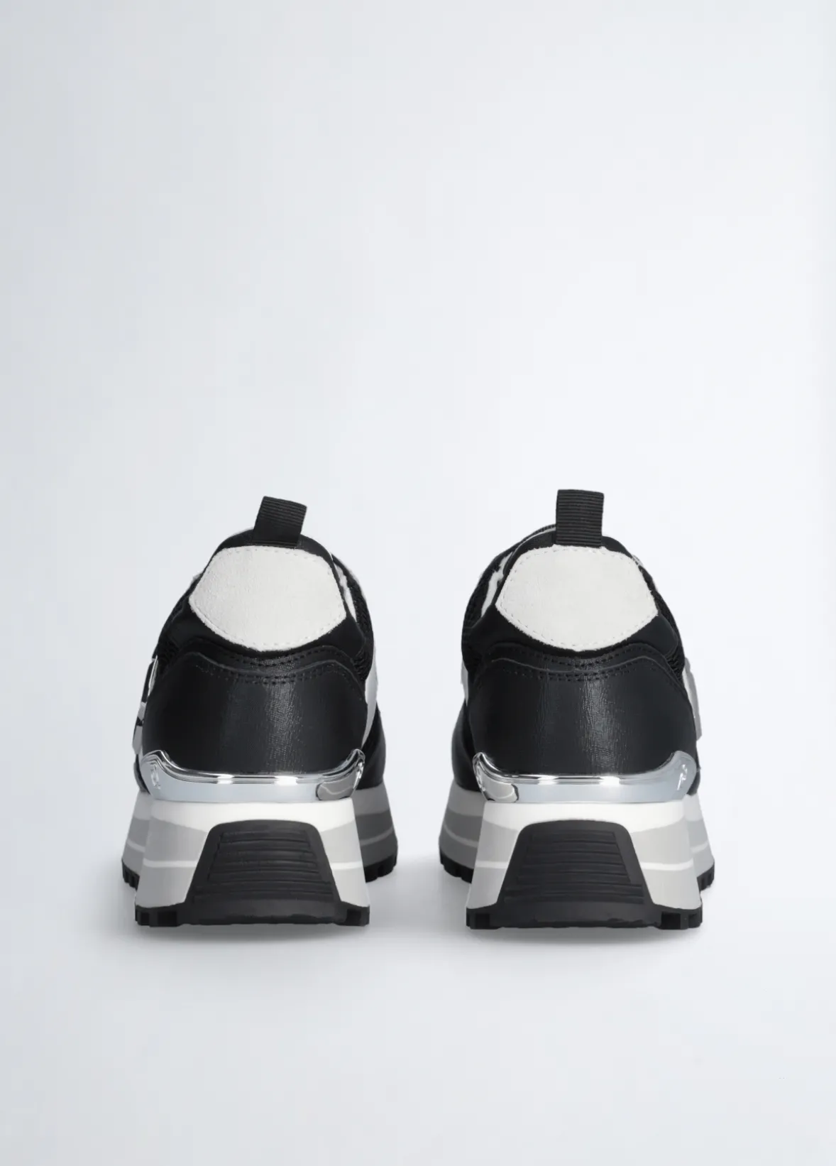 Sneakers platform in pelle e mesh