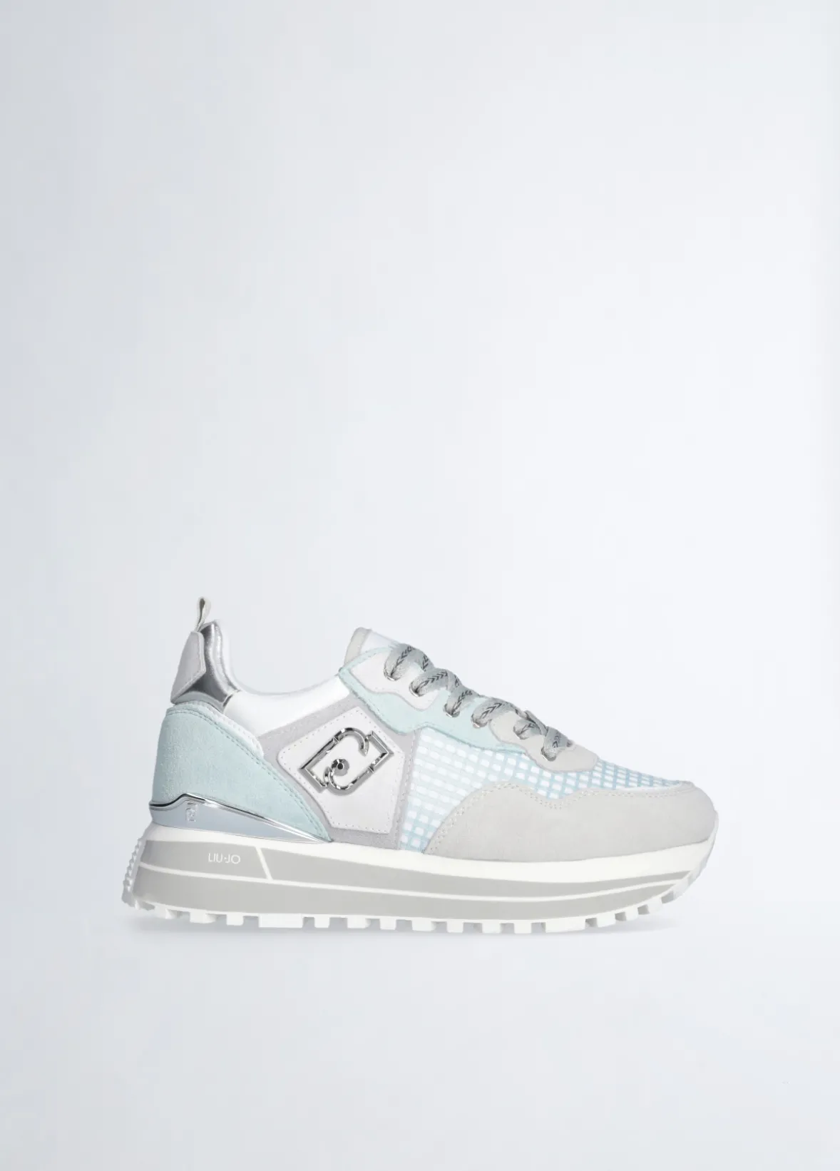 Sneakers platform in suede e mesh