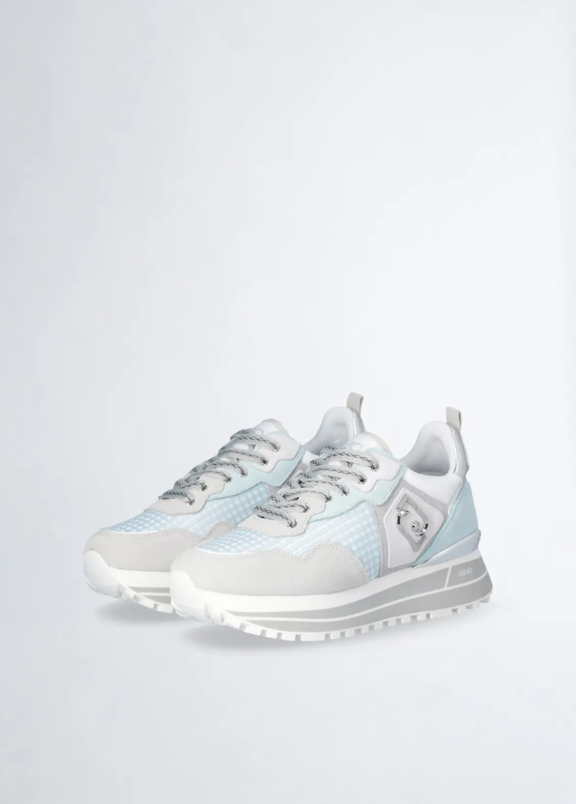 Sneakers platform in suede e mesh