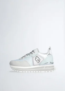 Sneakers platform in suede e mesh