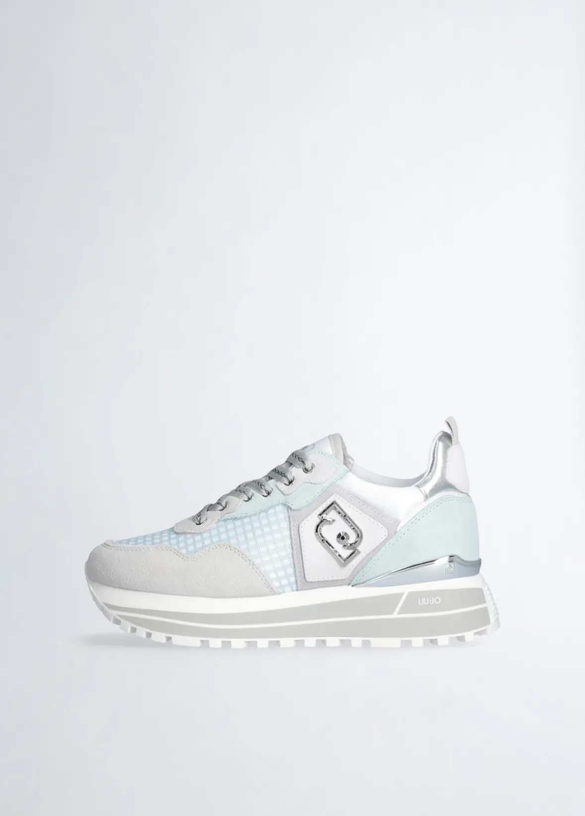 Sneakers platform in suede e mesh
