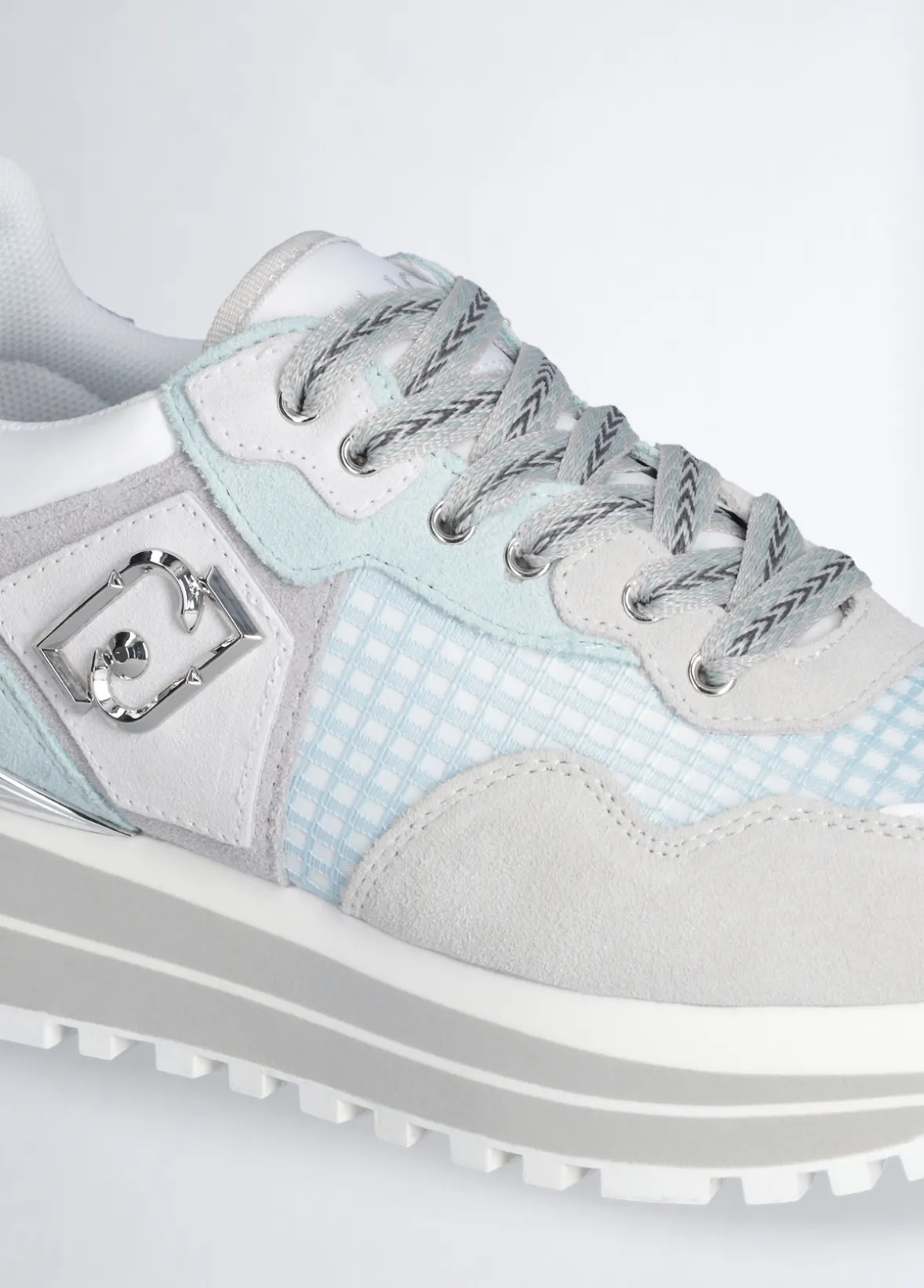 Sneakers platform in suede e mesh
