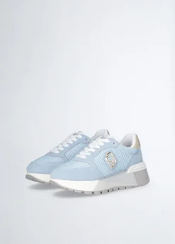 Sneakers platform in suede e mesh
