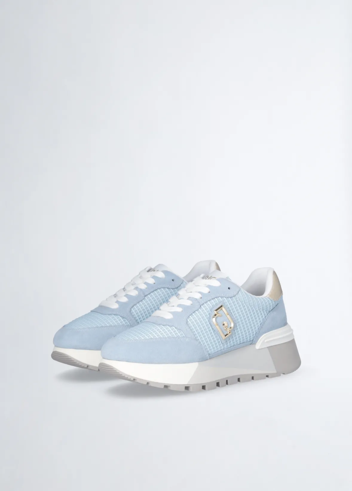Sneakers platform in suede e mesh