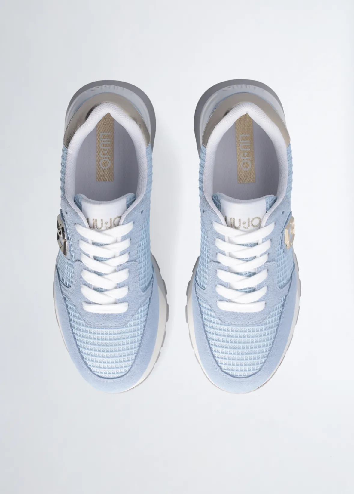 Sneakers platform in suede e mesh