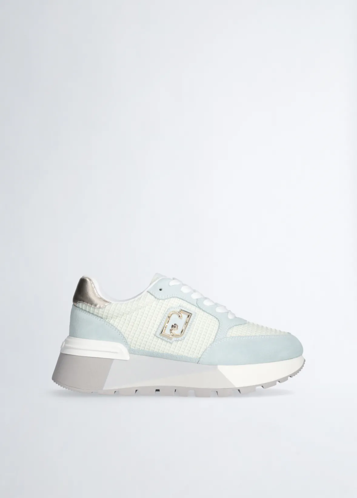 Sneakers platform in suede e mesh