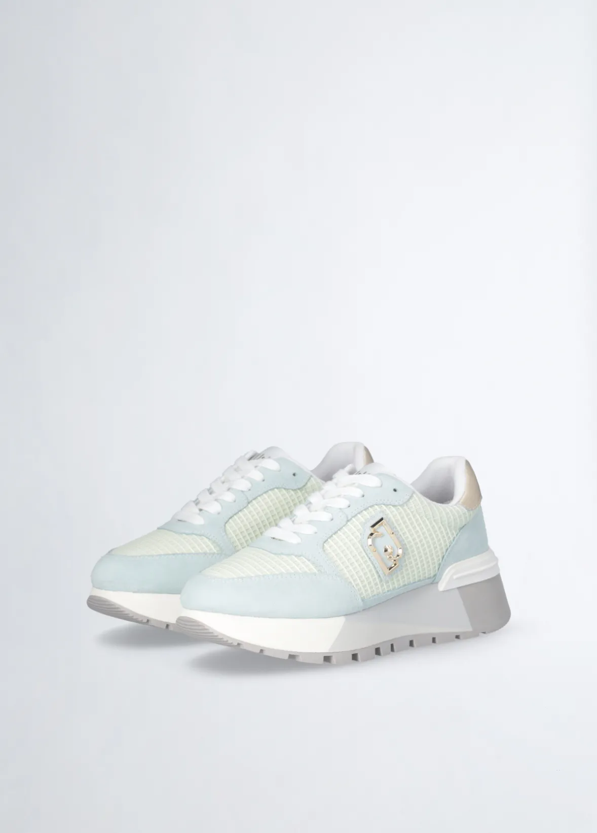 Sneakers platform in suede e mesh