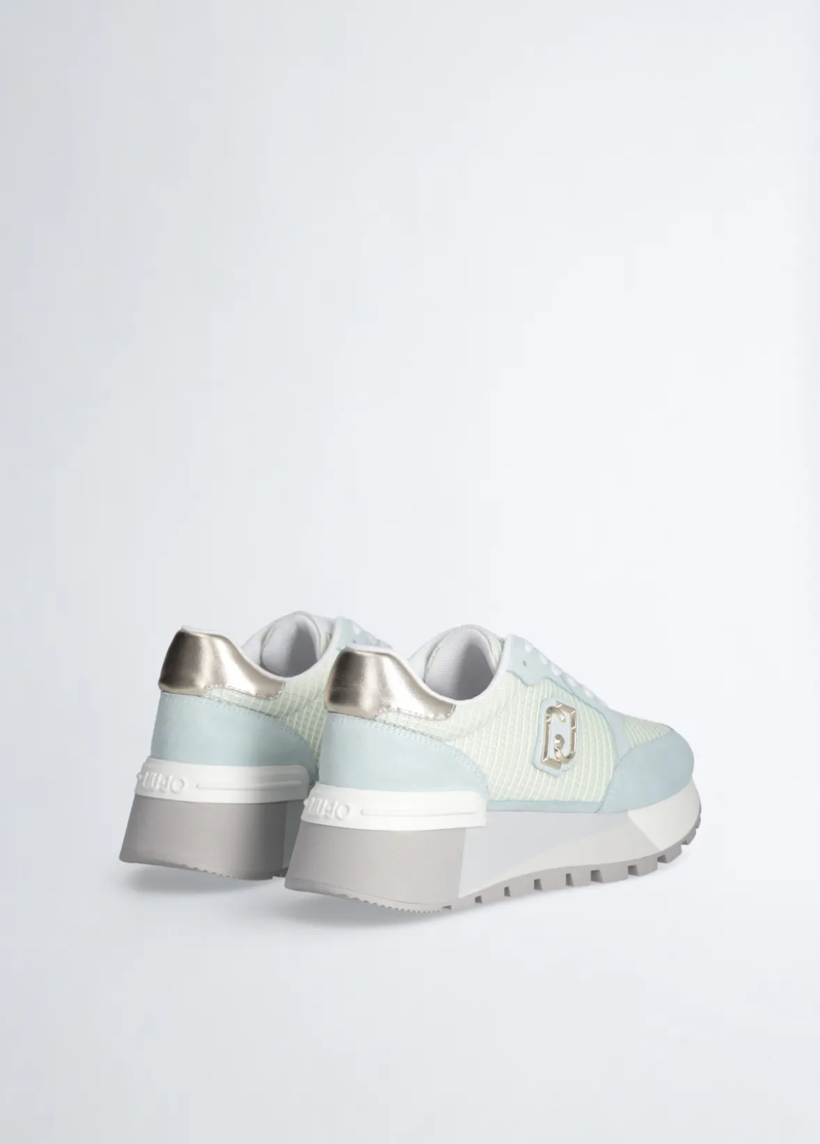 Sneakers platform in suede e mesh
