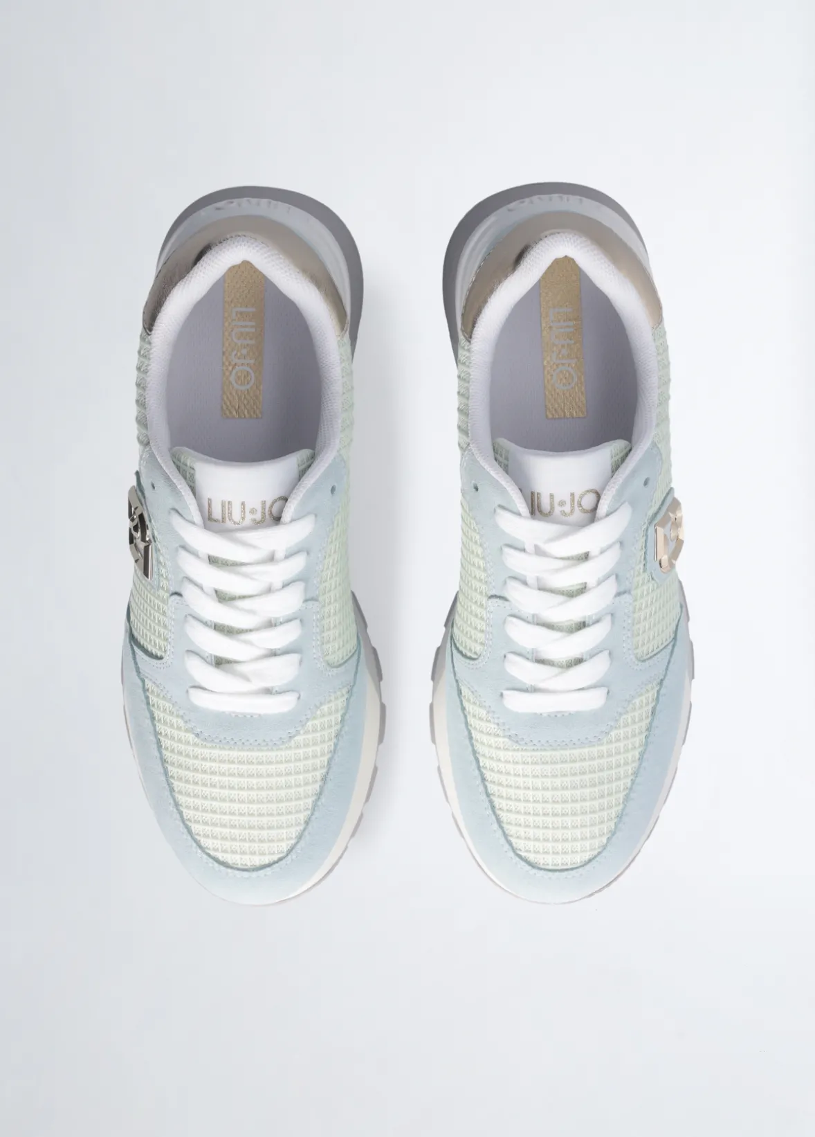 Sneakers platform in suede e mesh
