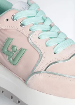 Sneakers platform in suede e nylon
