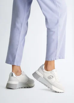 Sneakers platform in suede e mesh