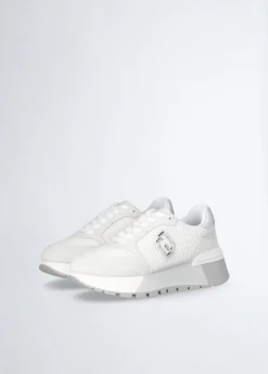 Sneakers platform in suede e mesh