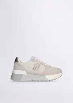 Sneakers platform in suede e mesh
