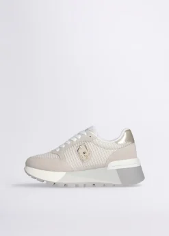 Sneakers platform in suede e mesh