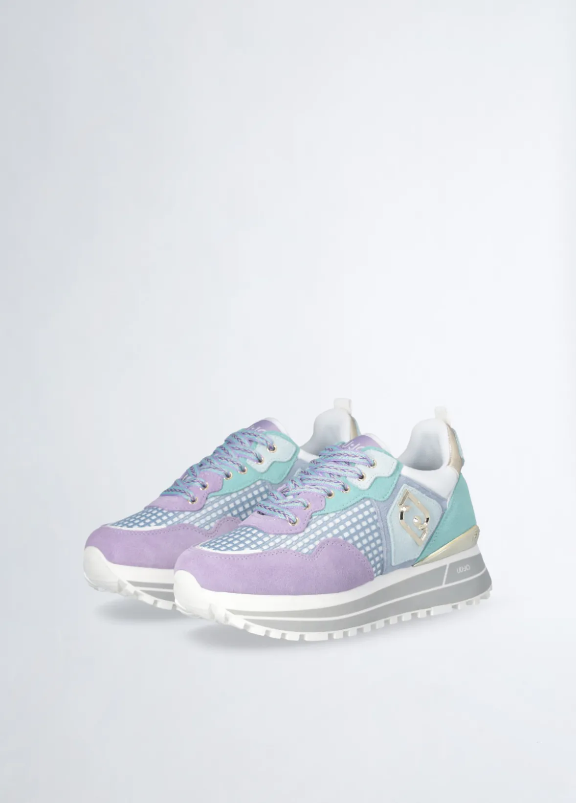Sneakers platform in suede e mesh