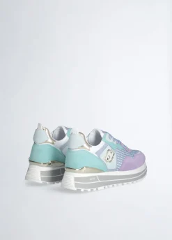Sneakers platform in suede e mesh