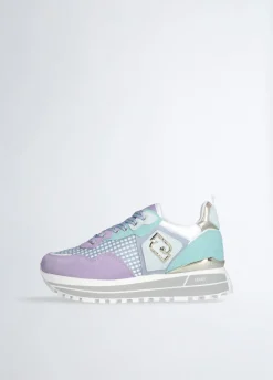 Sneakers platform in suede e mesh