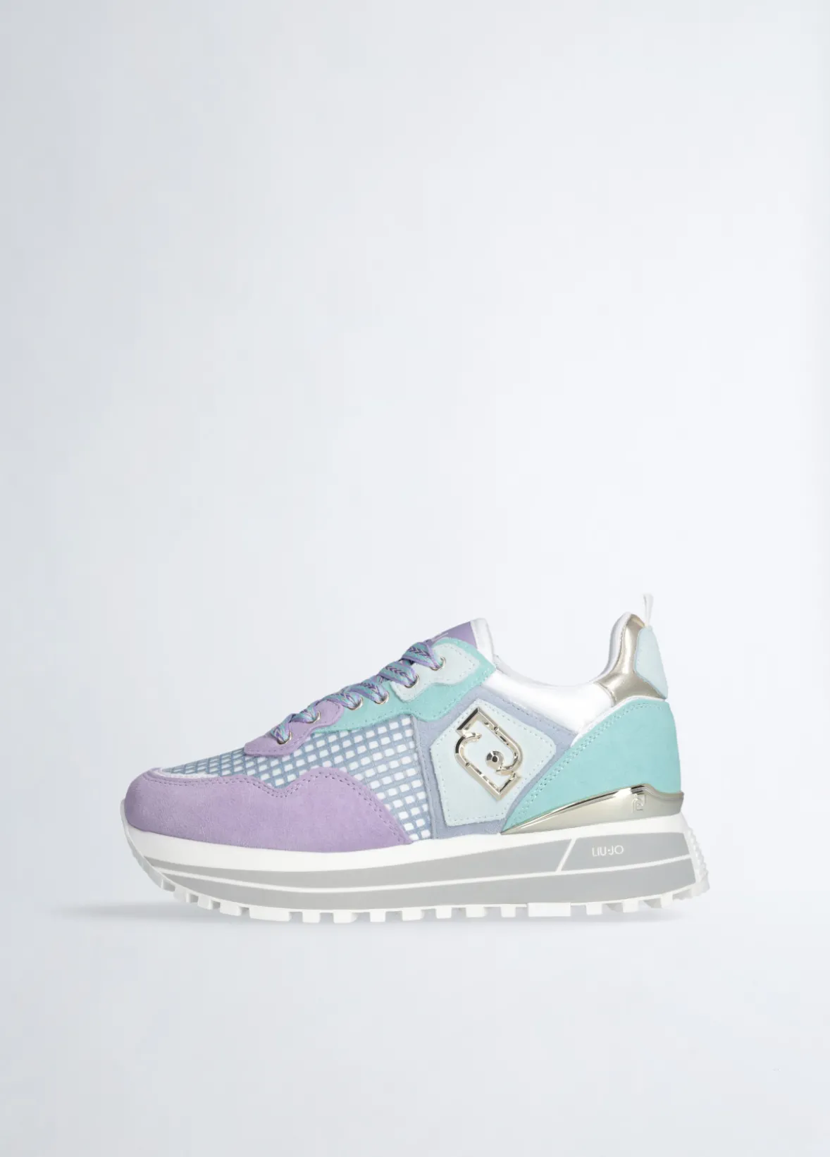 Sneakers platform in suede e mesh