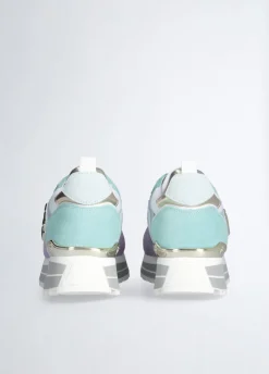 Sneakers platform in suede e mesh