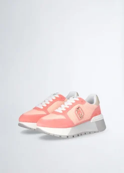 Sneakers platform in suede e mesh