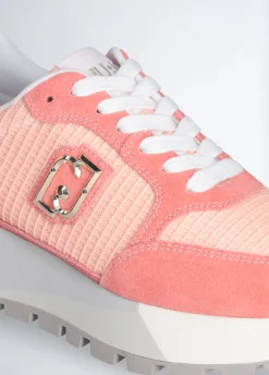 Sneakers platform in suede e mesh