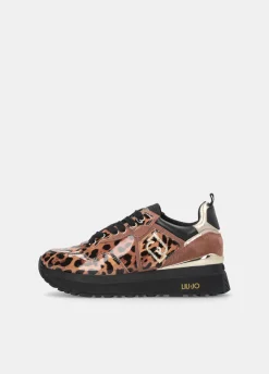 Sneakers platform in vernice animalier