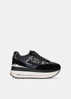 Sneakers super platform in glitter e nylon