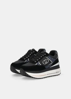 Sneakers super platform in glitter e nylon