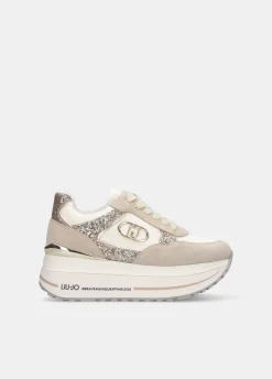 Sneakers super platform in glitter e nylon