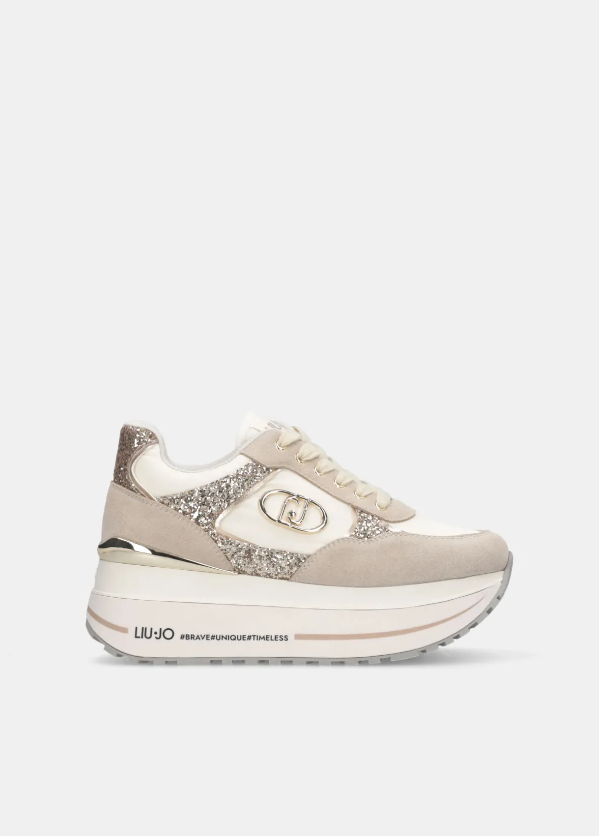 Sneakers super platform in glitter e nylon
