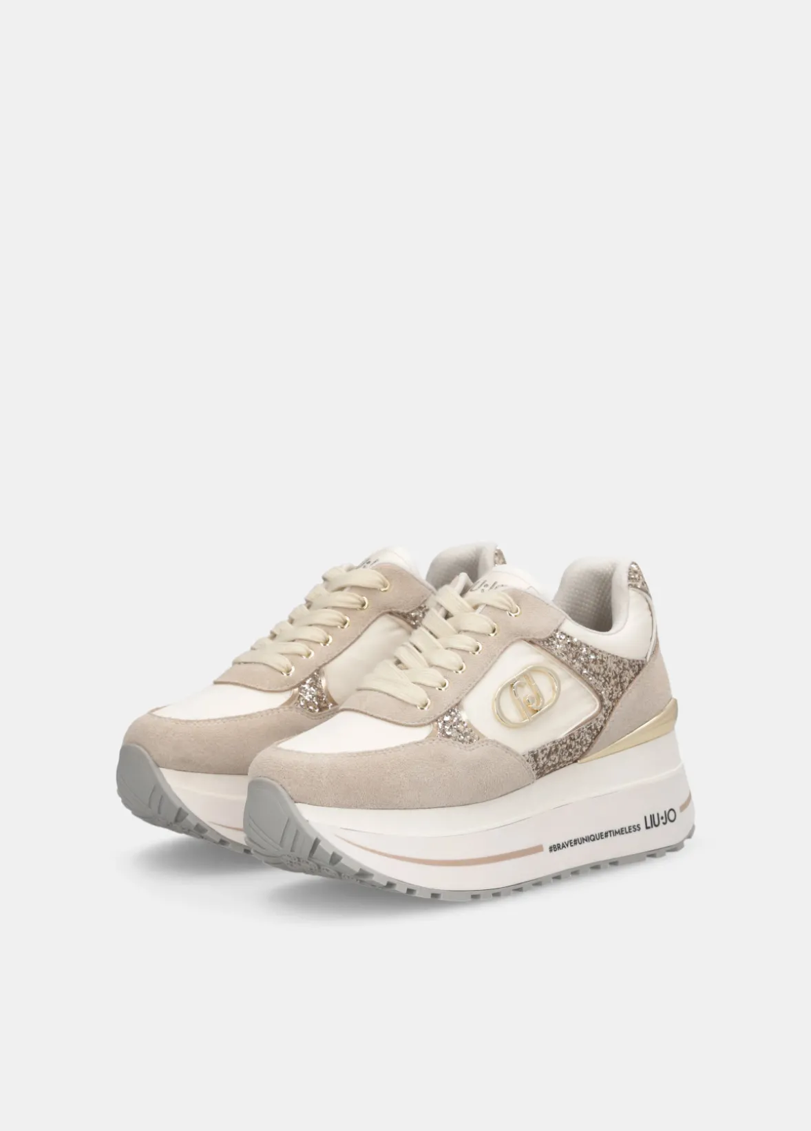 Sneakers super platform in glitter e nylon