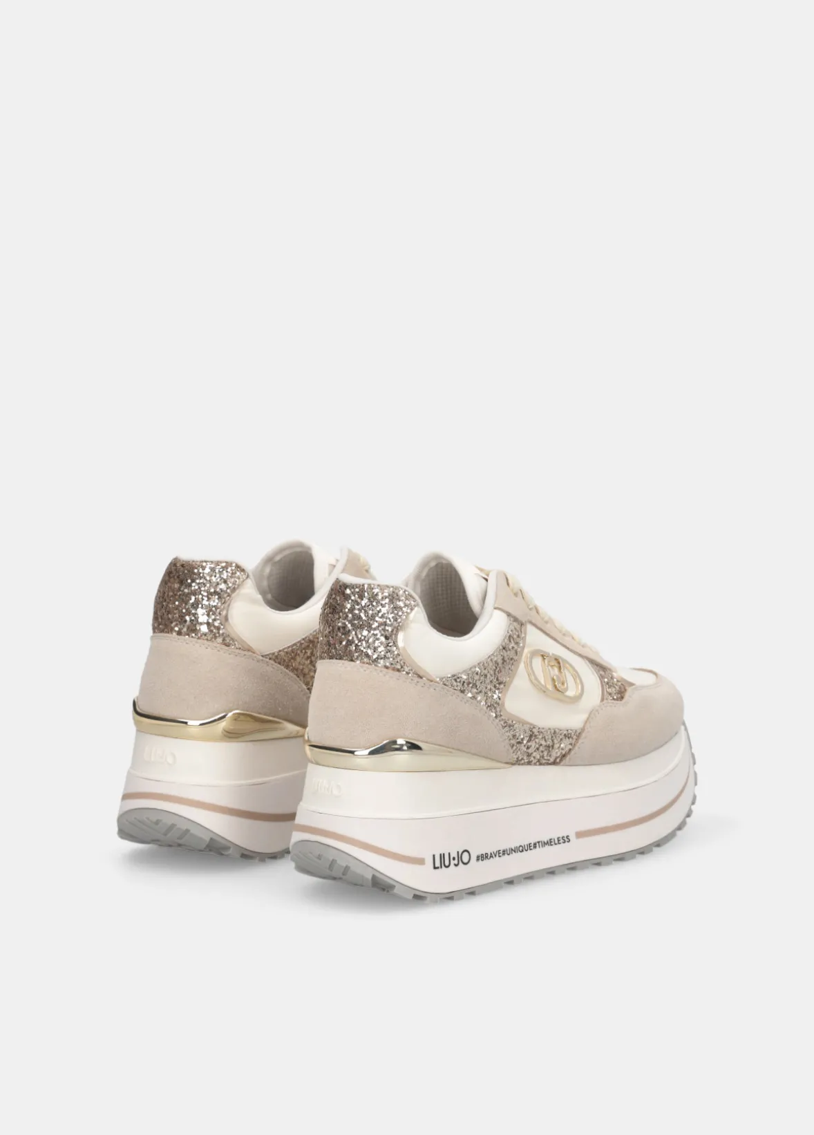 Sneakers super platform in glitter e nylon