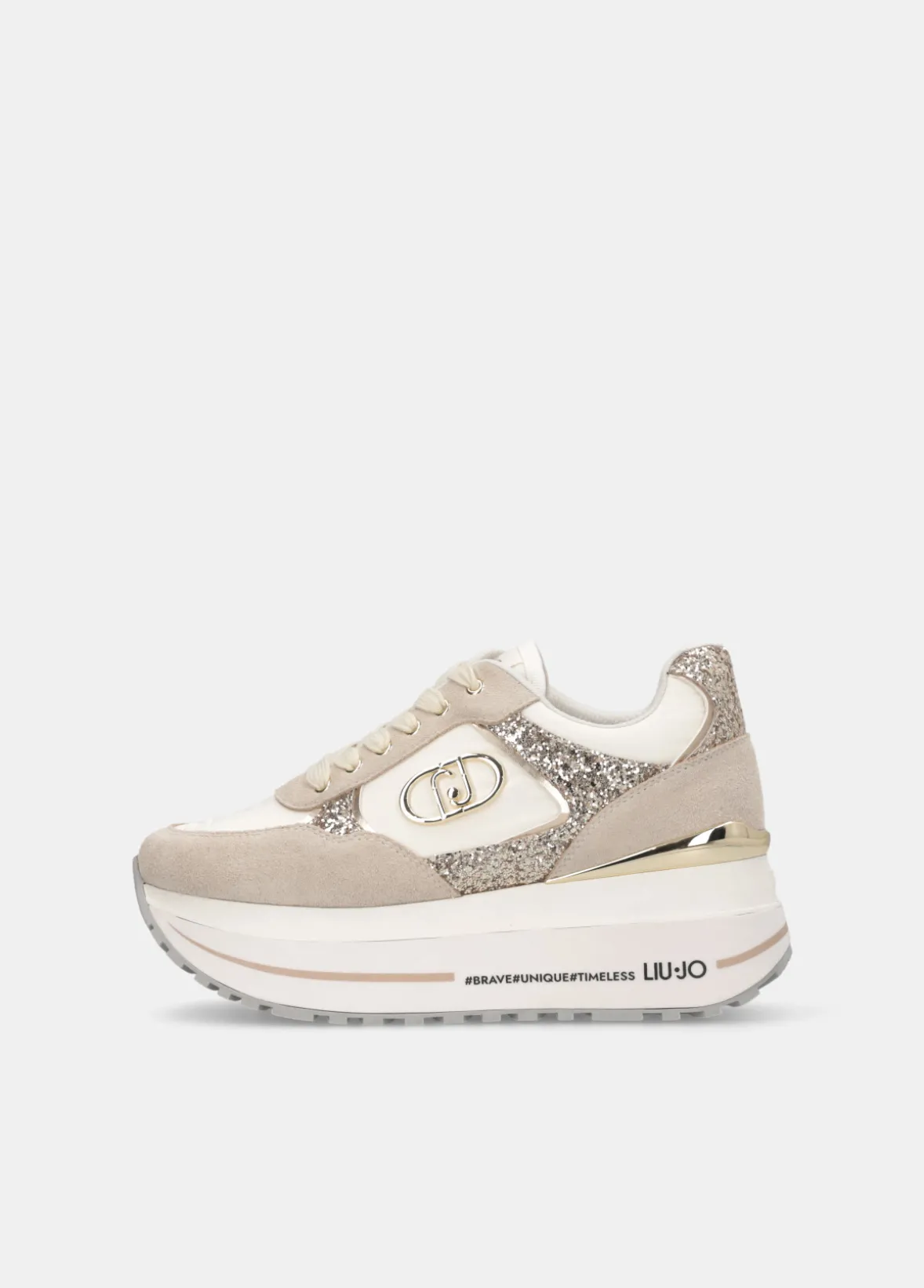 Sneakers super platform in glitter e nylon