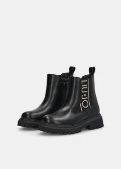 Stivaletti con maxi logo glitter