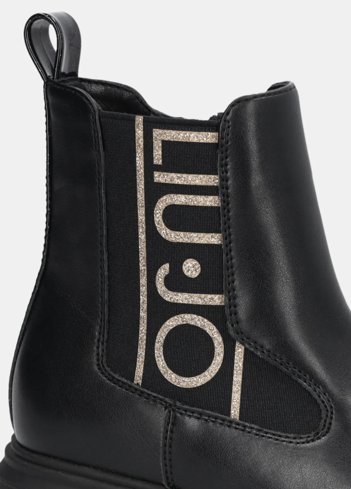 Stivaletti con maxi logo glitter