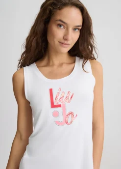Top con logo e strass