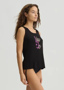 Top con logo e strass