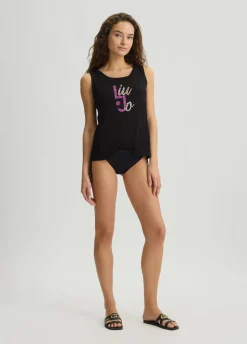 Top con logo e strass