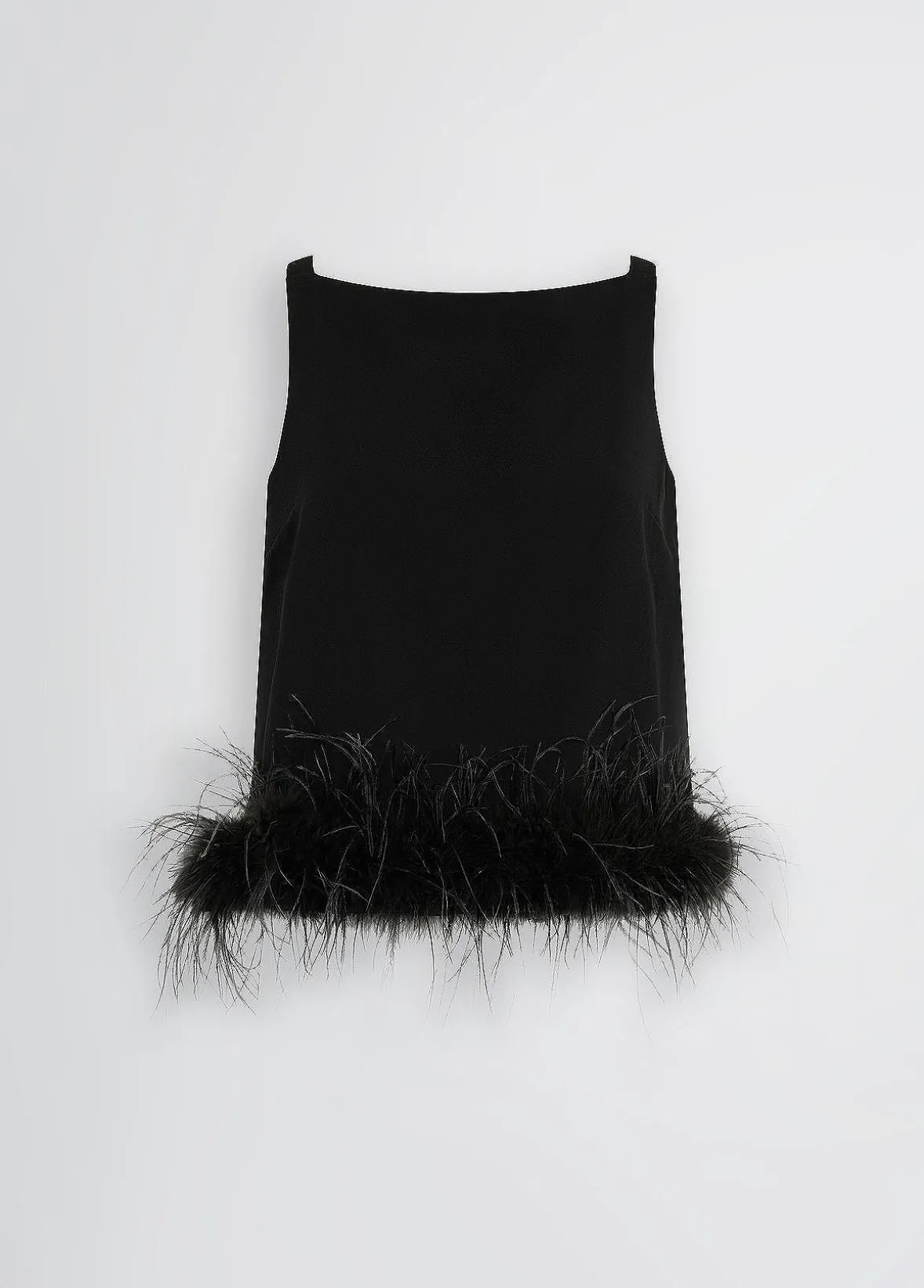 Top elegante con piume