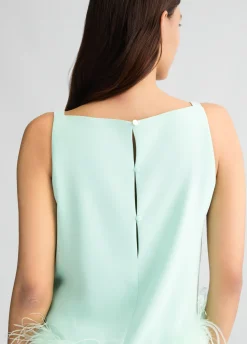 Top elegante con piume