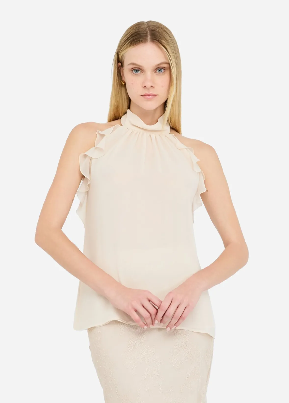 Top elegante con rouches