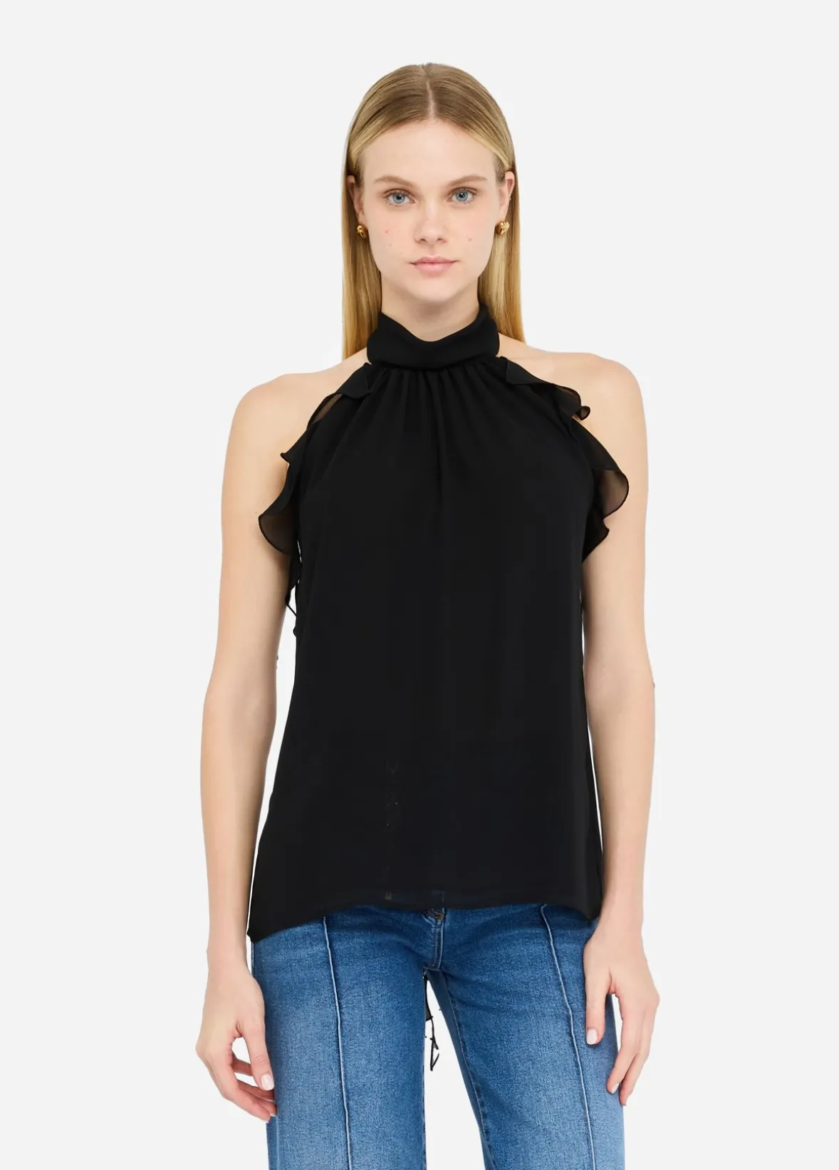 Top elegante con rouches