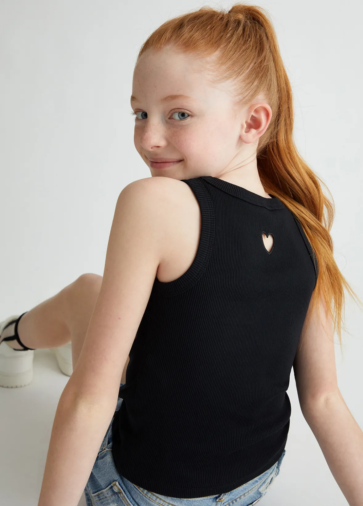 Top in cotone a costine