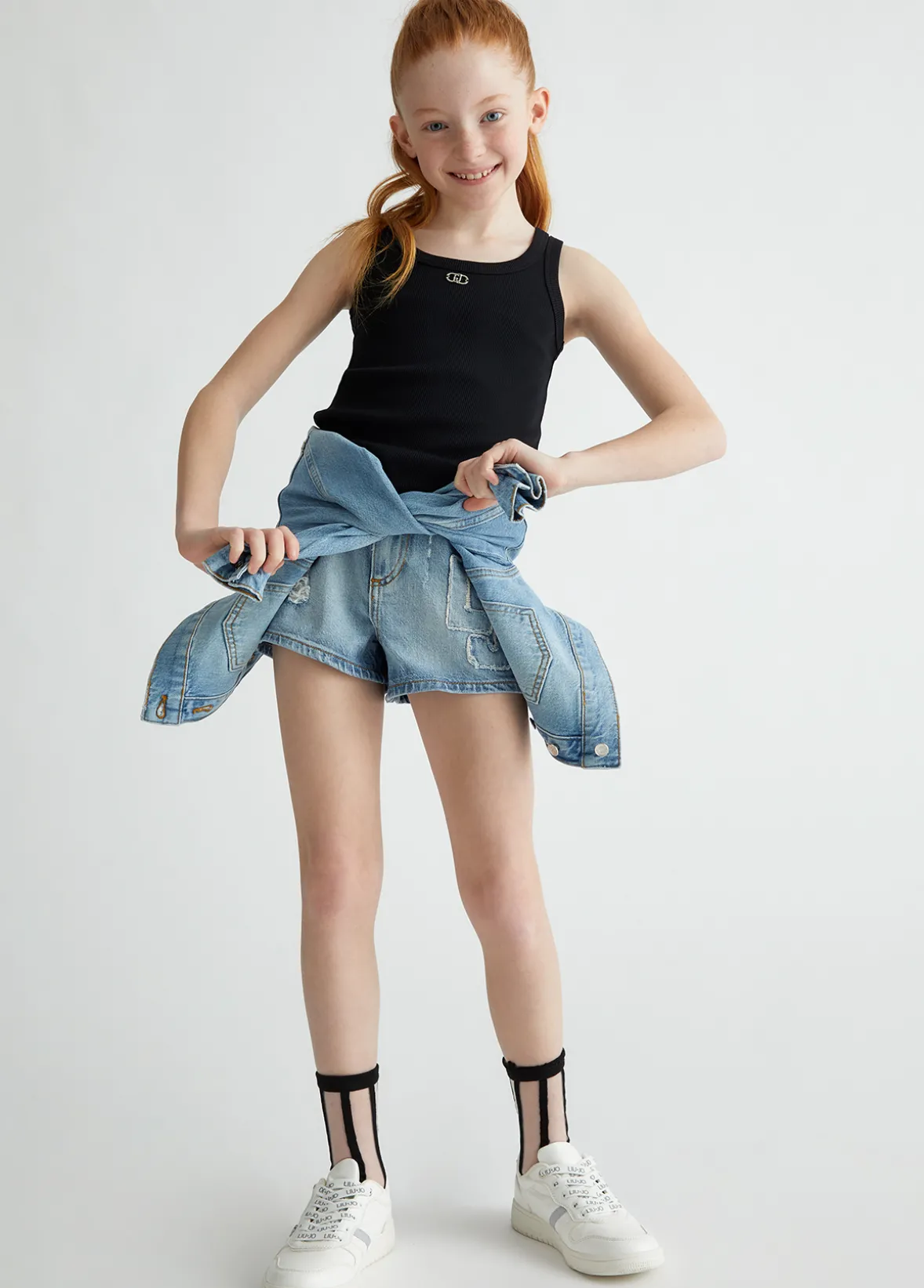Top in cotone a costine
