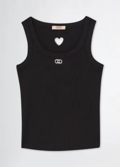 Top in cotone a costine