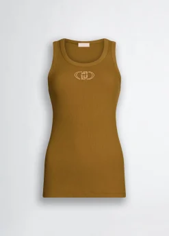 Top in cotone con logo