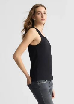 Top in cotone con logo
