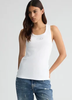 Top in cotone con logo