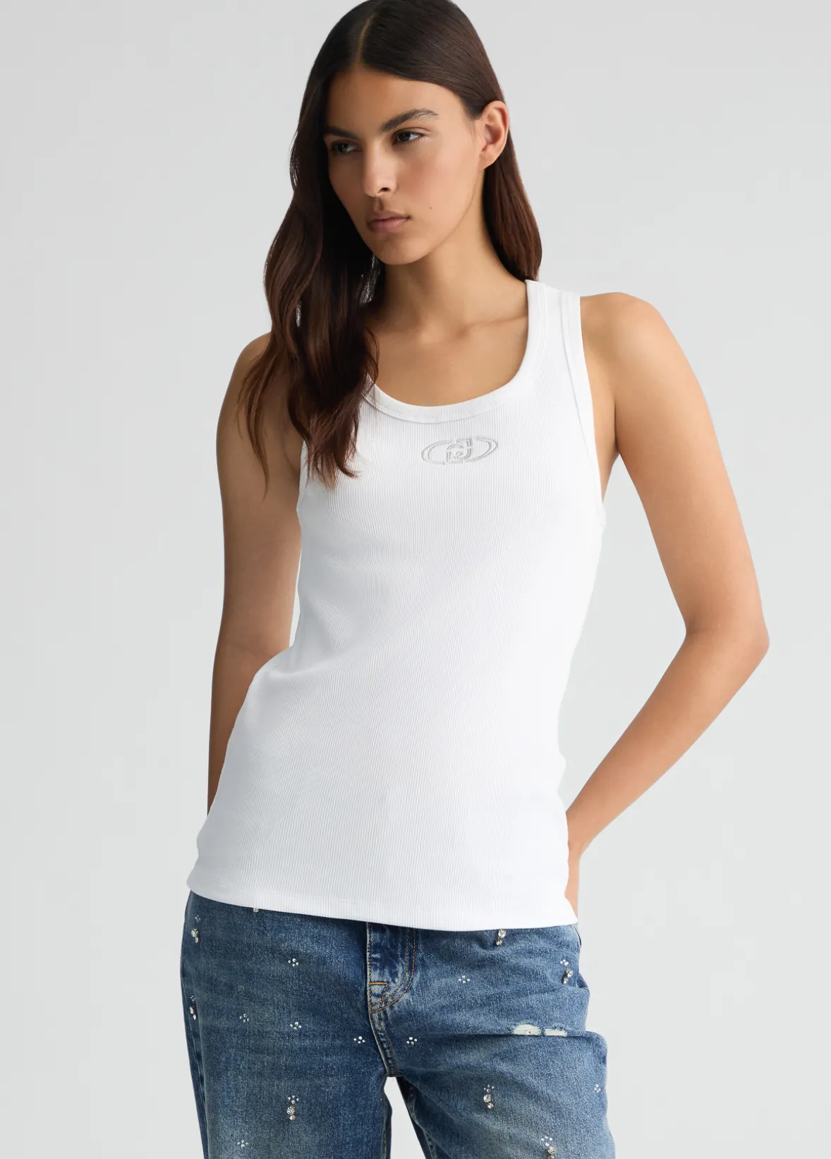 Top in cotone con logo